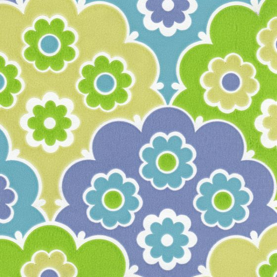 Welp Behang retro bloemen groen blauw Inke bloemetjesbehang - Retro XO-48