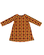 T-shirt jurk retro bruin oranje pauwenoog